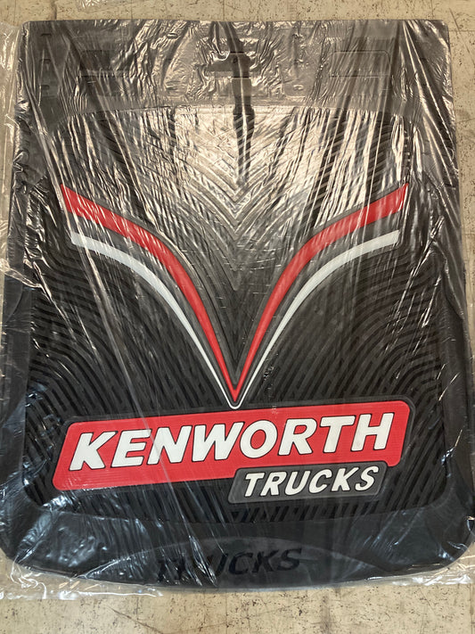 Black 24x30 Kenworth V-curve mud flap for heavy-duty trucks