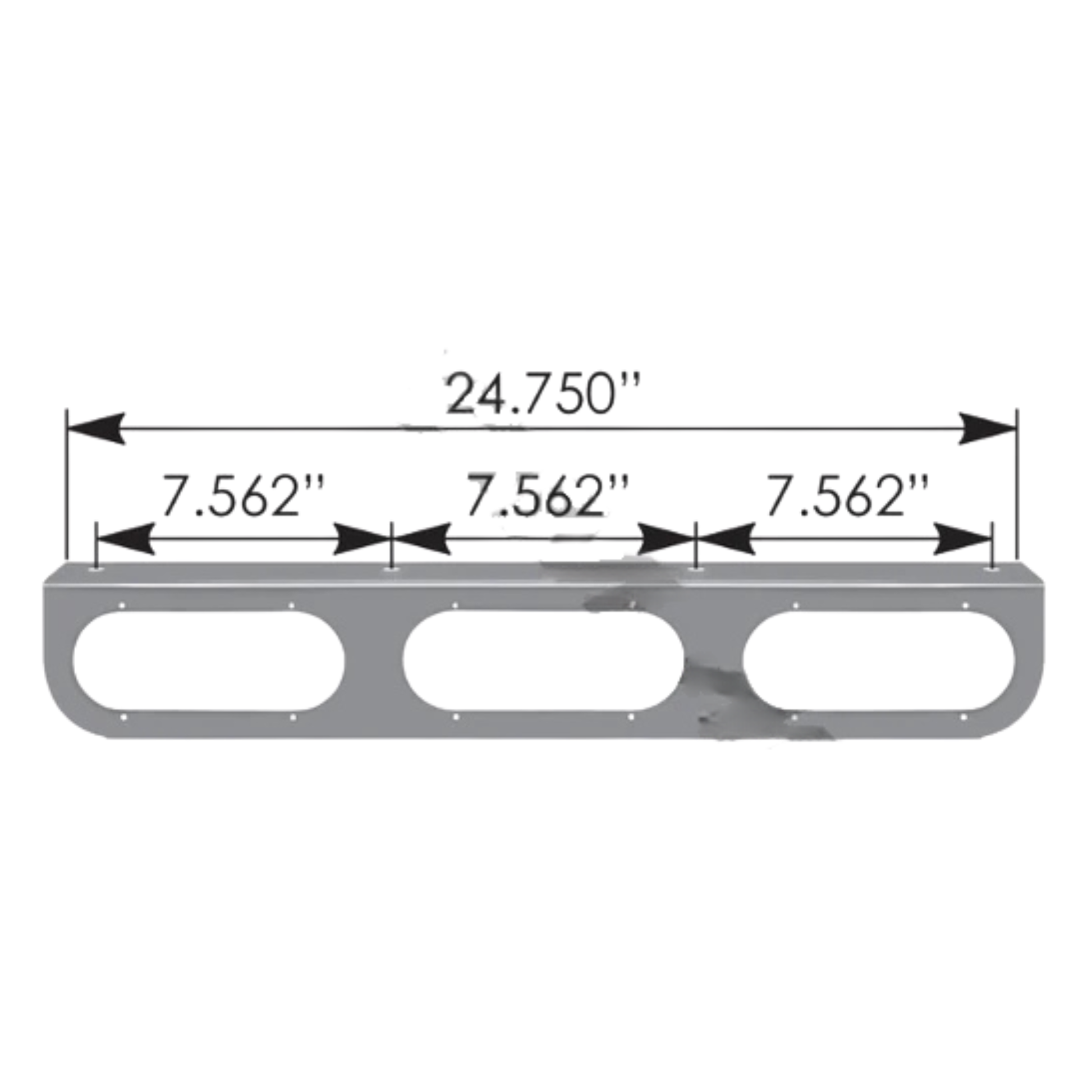 Triple 6-inch oval stainless steel light bracket made from 304 stainless steel for universal truck mounting.