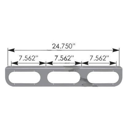 Triple 6-inch oval stainless steel light bracket made from 304 stainless steel for universal truck mounting.