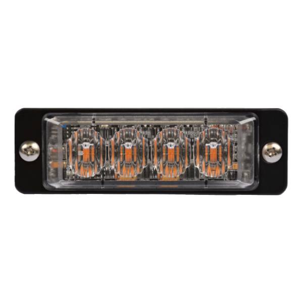 1” x 3.5” Rectangular 4 Diode Amber Mini Strobe Light with Clear Lens, SAE J595 Class 1 -  MTLEDW1035-4CA