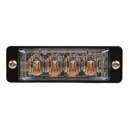 1” x 3.5” Rectangular 4 Diode Amber Mini Strobe Light with Clear Lens, SAE J595 Class 1 -  MTLEDW1035-4CA