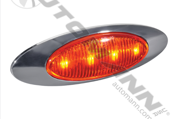 Amber 2x6.5 Inch LED Marker Light with Chrome Bezel for Semi-Trucks