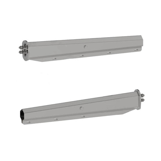 Tapered spring-loaded mud flap hanger made of 201 stainless steel with internal frame seat locator, includes 2 hangers for semi-truck mounting.