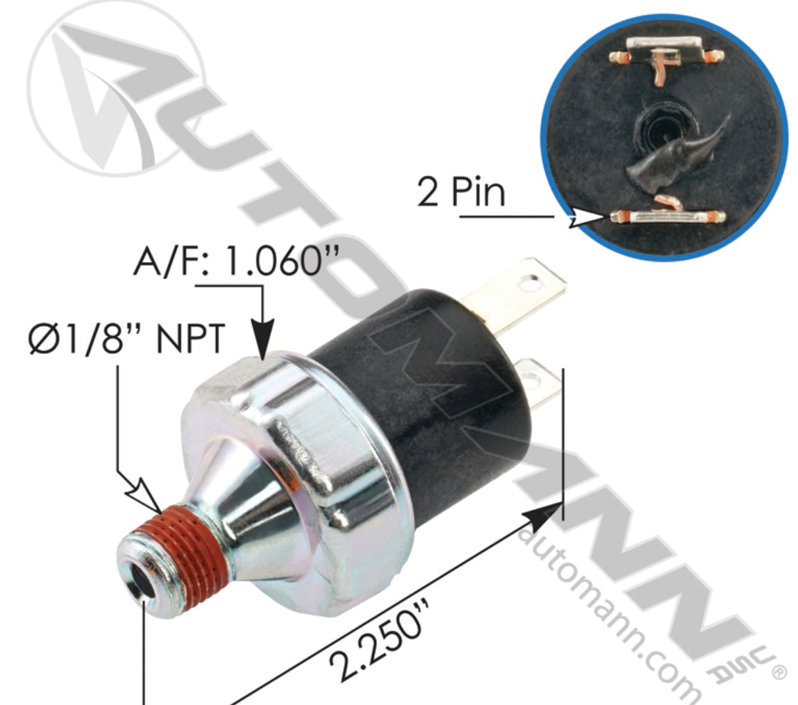 Freightliner 70 PSI parking brake light switch, normally closed