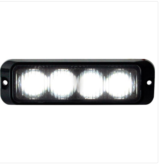 Light Led Warning Lamp 1" X 3.5" Rectangular Mini Strobe White Clear SAEJ595 Class 1  12V  -  MTLEDW1035-4CW