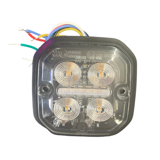 Square 4 Diode Amber LED Warning Light & 6 Diode Amber/White Position Light, 20 Flash Modes - MTLEDW2525-4A-6AW