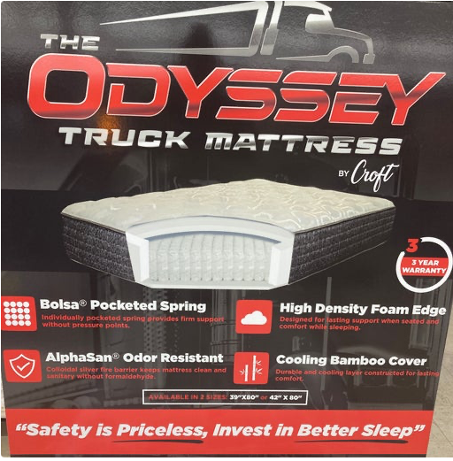 The Odyssey 12" Pocketed Coil Truck Mattress 42''X80''  -  Mattress4280