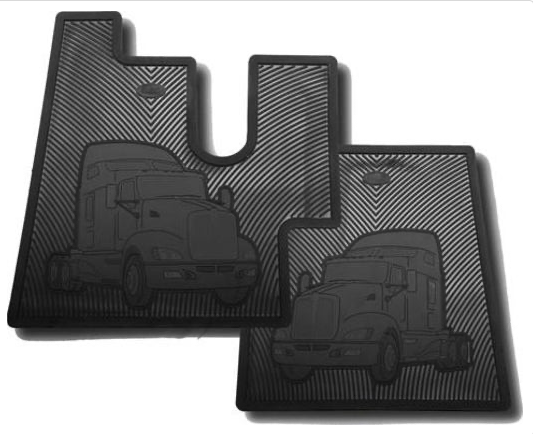 Kenworth T600, T680, W900 Rubber Black Floor Mats  -  2001162