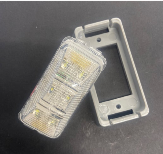 Rectangular M/C Fixed 6 LED Clear 12V Gray Base And Direct Pigtail  -  8354C