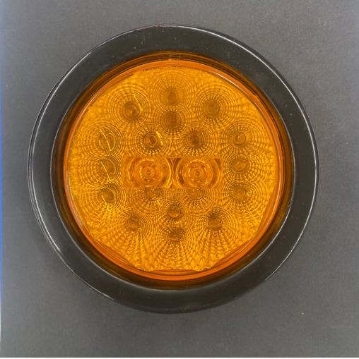 4" F/T/P  Flashing 20 Led Light Amber Reflective 12/24V with Grommet And Direct Pigtail  -  8042ERA