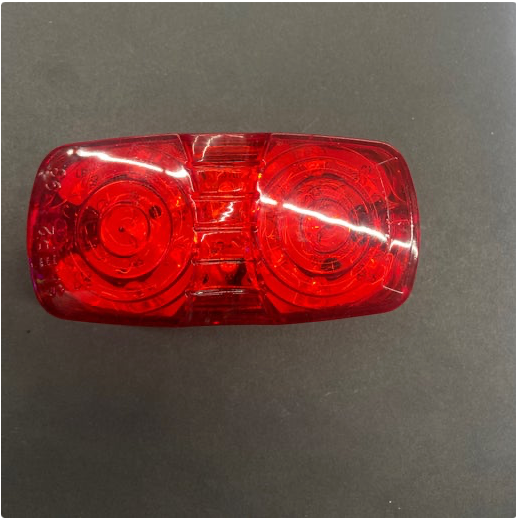 Oval M/C Fixed 10 LED Light Red 12/24V, Double Optic And Direct Pigtail  -  8040LFR