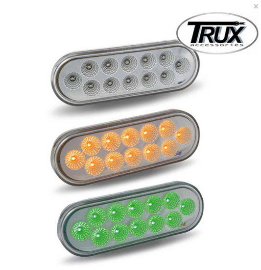 DUAL REVOLUTION AMBER TURN SIGNAL & MARKER TO GREEN AUXILIARY LED OVAL LIGHT  -  TLED-OXAG