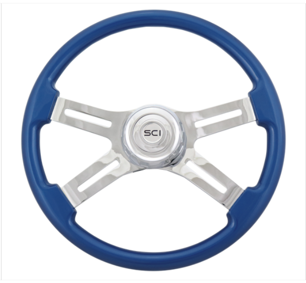 Classic Blue/Chrome 18" Steering Wheel -  581-3003-77502