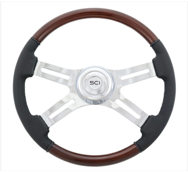 Classic combo 18" Wood  Classic & Leather Rim Chrome  4 Spoke  -  480-3003-77502