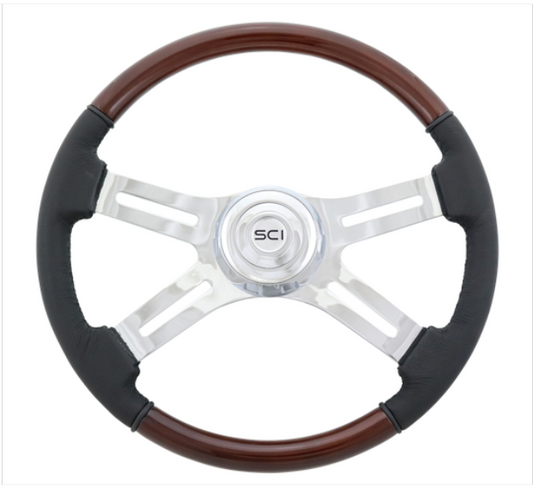 Classic combo 18" Wood  Classic & Leather Rim Chrome  4 Spoke  -  480-3003-77502