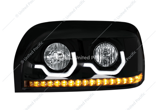 Freightliner Century " Blackout " Projection Headlight With Led Turn Signal & Light Bar Driver  -  31205