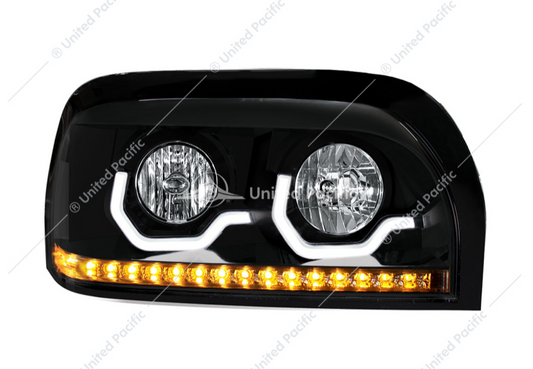 Freightliner Century " Blackout" Projection Headlight With Led Turn Signal & Light Bar Passenger  -  31206