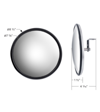 Stainless Steel 8 1/2 Inch  Convex Mirror with Centered Mounting Stud  - 60034