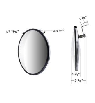 Stainless Steel Convex Mirror with Offset Mounting Stud 8 1/2  -  60035