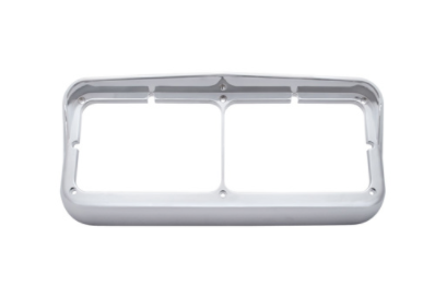 CHROME PLASTIC RECTANGULAR DUAL 4" X 6" HEADLIGHT BEZEL WITH VISOR -40983