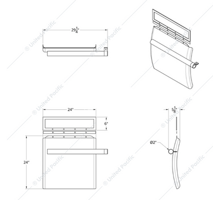 24" x 24" Stainless Competition Series Quarter Fender Set Tube Bracket  -  10585