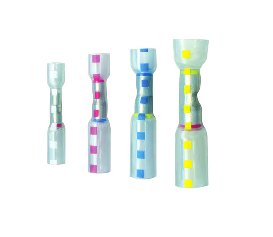 20-18 TO 16-14 AWG CS MULTI-WIRE HEAT SHRINK CONNECTOR - CLEAR W/ RED DASH, 5 PCS - 98137