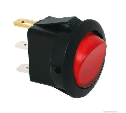 Red Illum Round Rocker 10 AMP 12 V On/Off - 98299