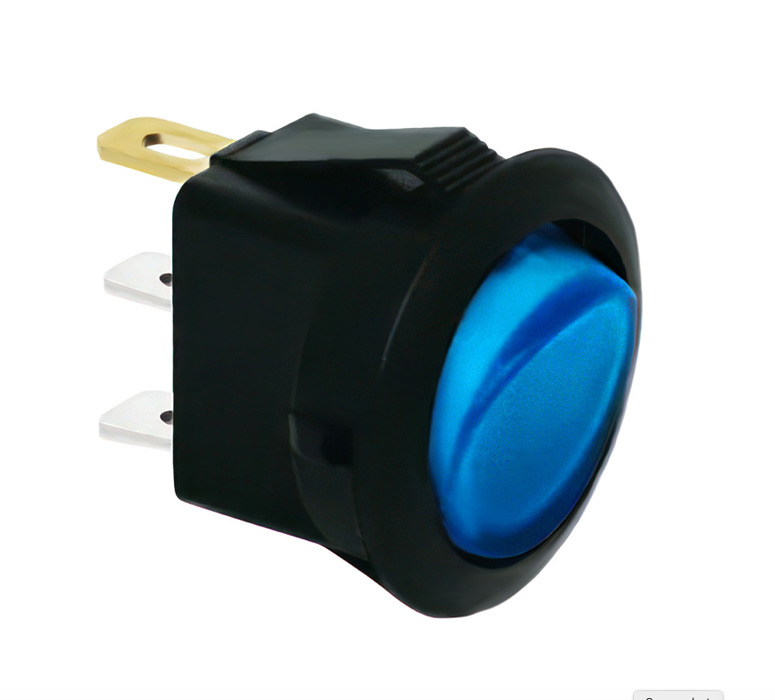 Blue Illum Round Rocker 10 AMP 12V On/Off - 98302