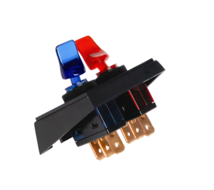 RED & BLUE ILLUM DUCKBILLS IN PANEL MOUNT COMBO 20 AMP 12V S.P.S.T. ON/OFF 1 SET - 98357