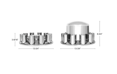 DOME AXLE COVER COMBO KIT WITH 33MM CYLINDER THREAD-ON NUT COVERS - CHROME-10317