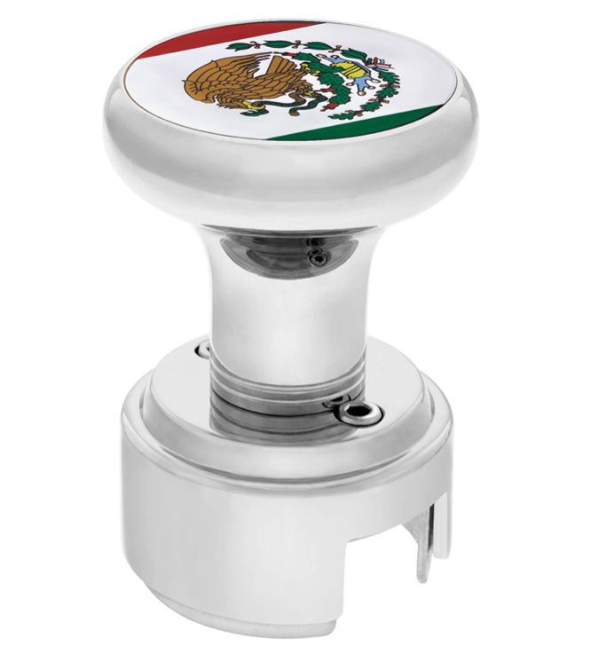 THREAD-ON GEARSHIFT KNOB WITH 13/15/18 SPEED ADAPTER & MEXICO FLAG STICKER - CHROME 70794