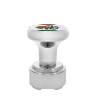 Thread-On Gearshift Knob with 9/10 Speed Adapter & Mexico Flag Sticker Chrome - 70826