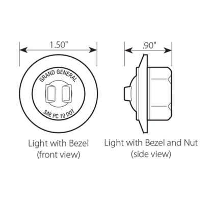 1″ DIA. MINI  AMBER/CLEAR PUSH/SCREW-IN WIDE ANGLE LED MARKER LIGHT W/ CHROME BEZEL -  87061