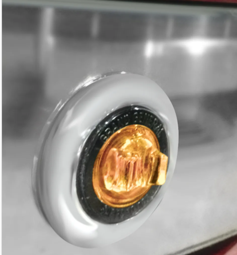 1″ DIA. MINI  AMBER/CLEAR PUSH/SCREW-IN WIDE ANGLE LED MARKER LIGHT W/ CHROME BEZEL -  87061