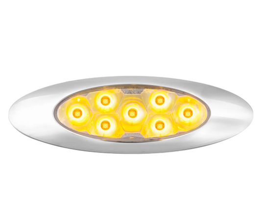 ULTRA THIN SURFACE MOUNT AMBER/ CLEAR Y2K LED LIGHT WITH CHROME BEZEL- 78336