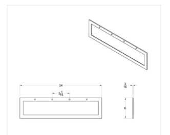 24" X 6" QUARTER FENDER TOP MUD FLAP - 5-1/16" HOLE SPACING  10611