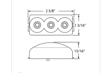 3 LED Reflector Light (Clearance/Marker) - Amber LENS - 39523