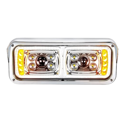 10 High Power LED Chrome Projection Headlight W/ LED Turn Signal & Position Light Bar Passenger Side - 35824