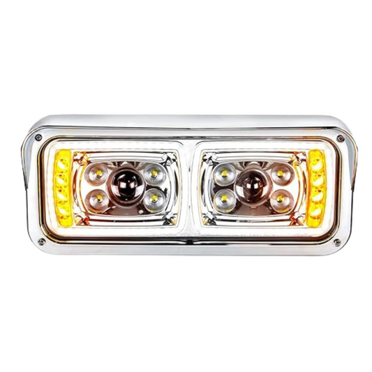 10 High Power LED Chrome Projection Headlight W/ LED Turn Signal & Position Light Bar Passenger Side - 35824