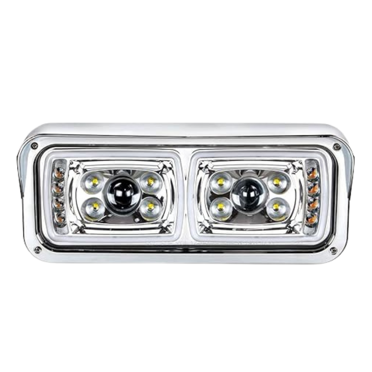 10 High Power LED Chrome Projection Headlight W/ LED Turn Signal & Position Light Bar Passenger Side - 35824