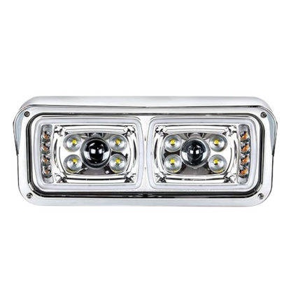 10 High Power LED Chrome Projection Headlight W/ LED Turn Signal & Position Light Bar Passenger Side - 35824