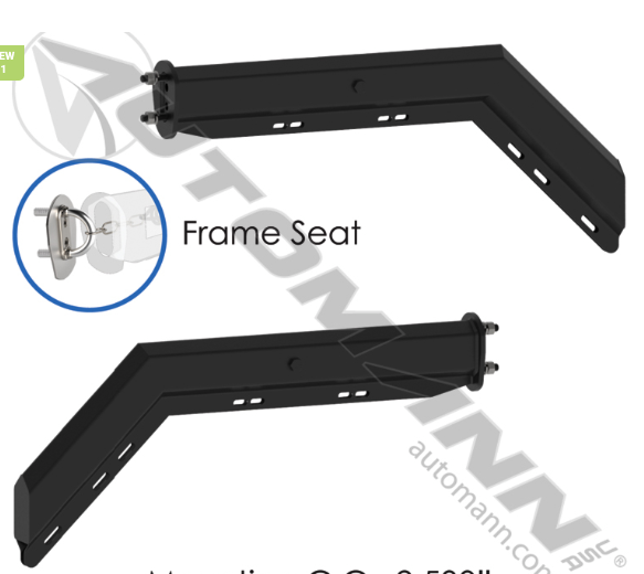 Spring-loaded black angled mudflap hanger kit for semi trucks, 45-degree