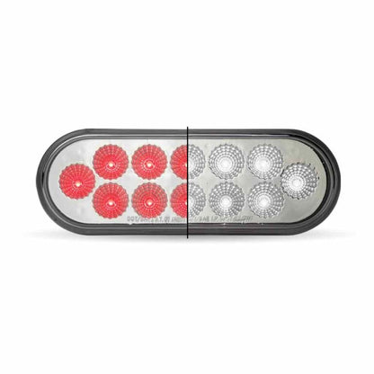 DUAL REVOLUTION RED STOP, TURN & TAIL TO WHITE BACK UP LED OVAL LIGHT  -  TLED-OX60R