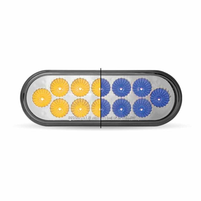 DUAL REVOLUTION AMBER TURN SIGNAL & MARKER TO BLUE AUXILIARY LED OVAL LIGHT  -  TLED-OXAB