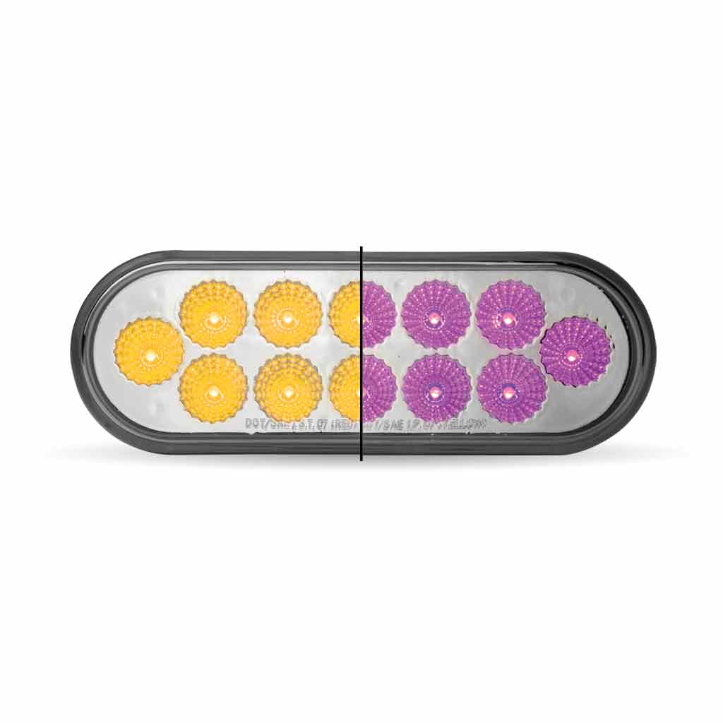 DUAL REVOLUTION AMBER TURN SIGNAL & MARKER TO PURPLE AUXILIARY LED OVAL LIGHT  -  TLED-OXAP