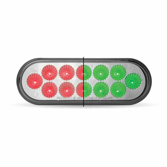 DUAL REVOLUTION RED STOP, TURN & TAIL TO GREEN AUXILIARY LED OVAL LIGHT  -  TLED-OXRG