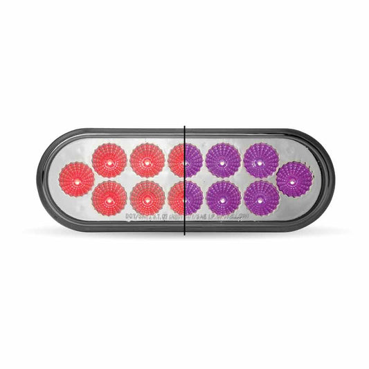 DUAL REVOLUTION RED STOP, TURN & TAIL TO PURPLE AUXILIARY LED OVAL LIGHT  -  TLED-OXRP