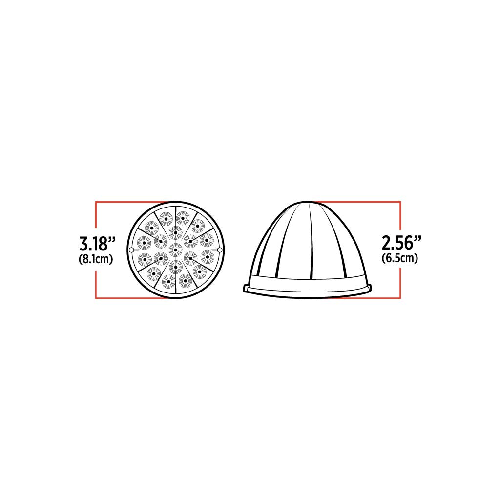 CLEAR RED TURN SIGNAL & MARKER LED WATERMELON LIGHT  -  TLED-WCR