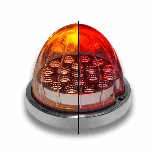 DUAL REVOLUTION AMBER/RED WATERMELON LED WITH REFLECTOR CUP & LOCK RING (19 DIODES)  -  TLED-WXAR