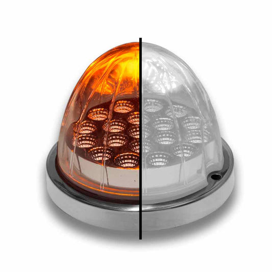 Dual Revolution Amber/White Watermelon LED with Reflector Cup & Lock Ring (19 Diodes)   -  TLED-WXAW